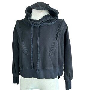 Nicholas K Designer Mika Black Hooded Sweatshirt Zippered Detail Size Small
